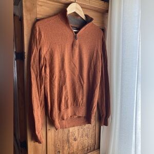 100% Merino Wool like new Black & Brown 1/4 Zip Sweater